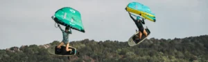 Twee wingers die springen